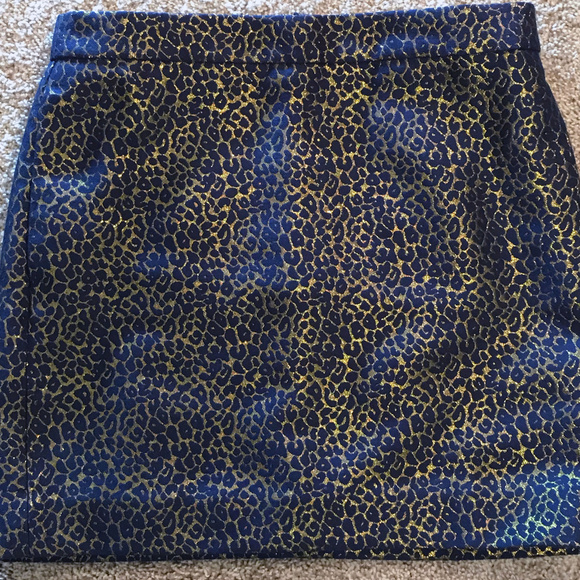 J. Crew Navy and Metallic Gold Skirt 4 - Picture 2 of 4